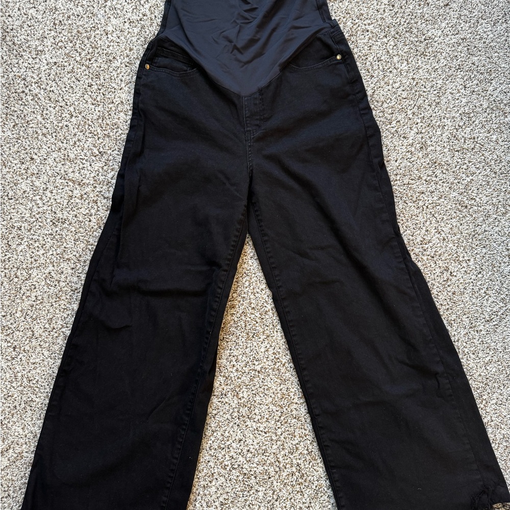 PinkBlush Black Wide Leg Raw Hem Maternity Jeans